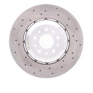Alfa Romeo 4C Brake Rotor (1) - Front - R1 Concepts - Drilled Carbon Alloy GeoMET Rotor - `15-`20